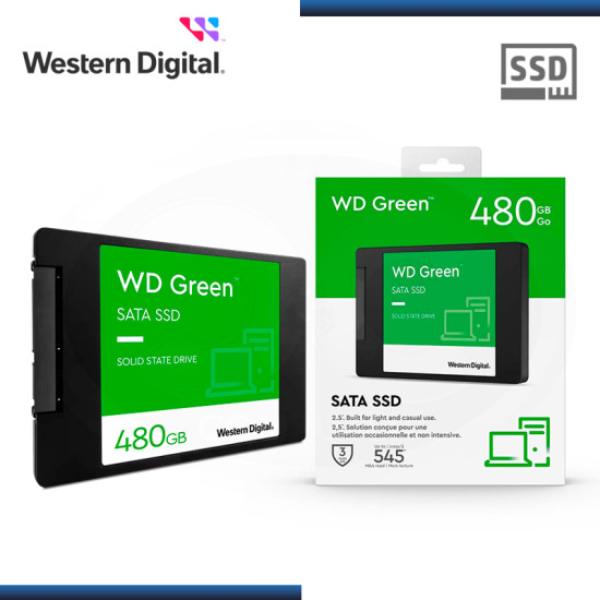 SSD 480GB WESTERN DIGITAL GREEN SATA 6GB/s FORMATO 2.5″ (PN:WDS480G3G0A)