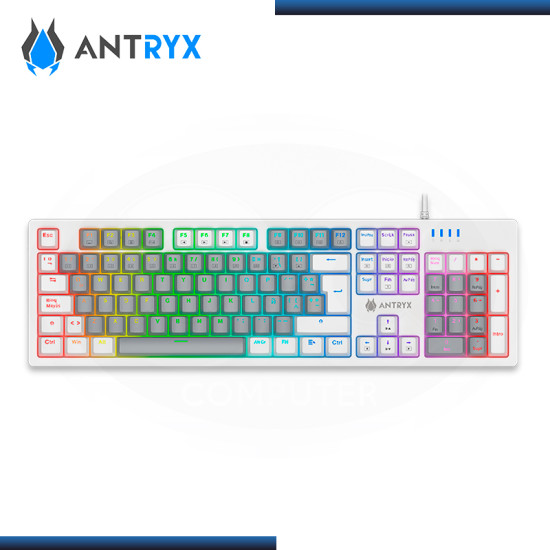 TECLADO ANTRYX MK-860L MECANICO WHITE GRAY SWITCH PURPLE ESPAÑOL (PN:AMK-CS860LWGPU-SP)