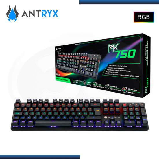 TECLADO ANTRYX MK750 CHROME STORM RGB MECANICO SWITCH BLUE ESPAÑOL (PN:AMK-CS750KBL-SP)
