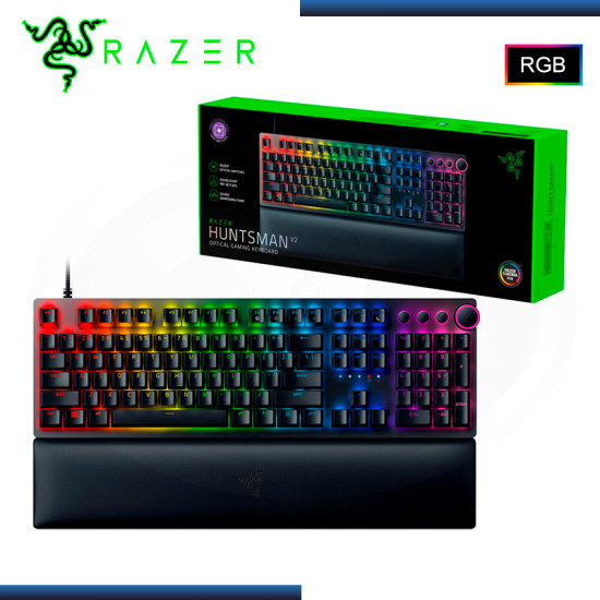 TECLADO RAZER HUNTSMAN V2 OPTICAL BLACK CHROMA RGB SWITCH PURPLE ESPAÑOL (PN:RZ03-03931400-R311)