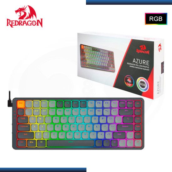 TECLADO REDRAGON AZURE K652GG-RGB-PRO BLACK 75% TRI-MODE BLUETOOTH/2.4GHz DONGLE/WIRED SWITCH RED MECANICO INGLES