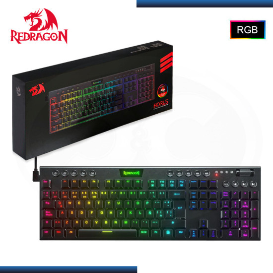 TECLADO REDRAGON HORUS FS BLACK RGB CON CABLE SWITCH RED SP (PN: K619-RGB-SP )