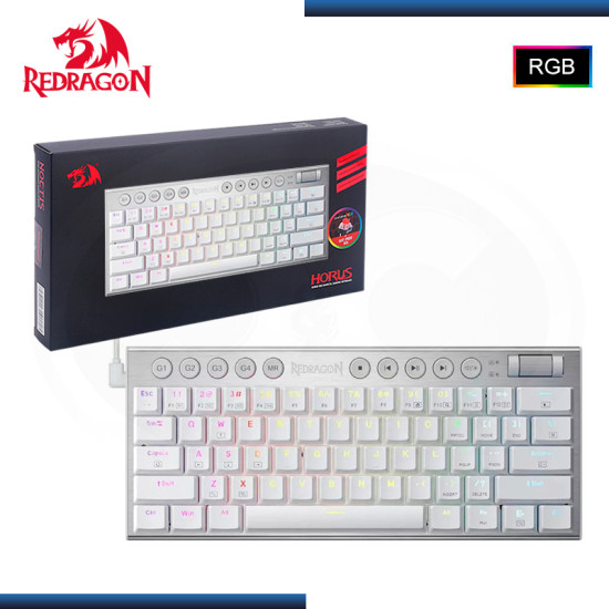 TECLADO REDRAGON HORUS MINI K632W-RGB PRO WHITE 60% CON CABLE USB C EN L SWITCH RED MECANICO INGLES