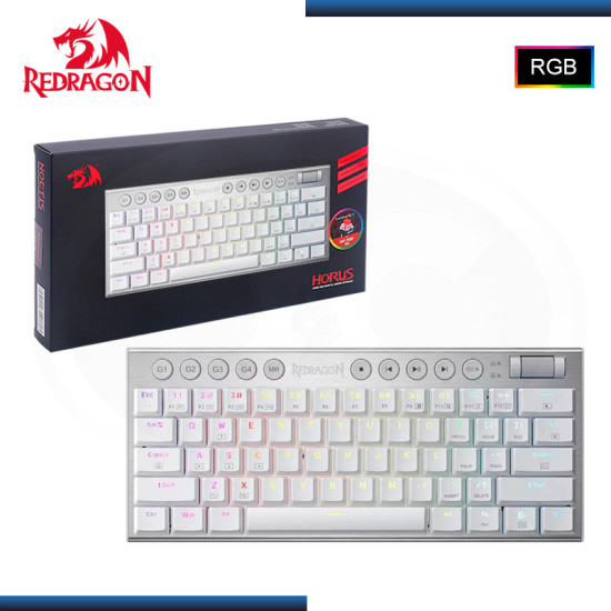 TECLADO REDRAGON HORUS MINI K632W-RGB PRO WHITE 60% SWITCH RED MECANICO INGLES USB-C/BLUETOOTH/WIRELESS