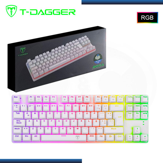 TECLADO T-DAGGER BORA RGB WHITE MECANICO SWITCH BLUE (PN:T-TGK315W-BL-SP)