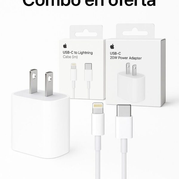 Cargador tipo C 20w + Cable C a Lightning iPhone