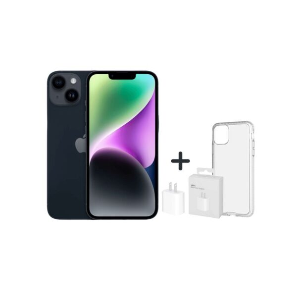 IPHONE 14 128GB CHIP FISICO – NEGRO + CARGADOR + CASE PROTECTOR