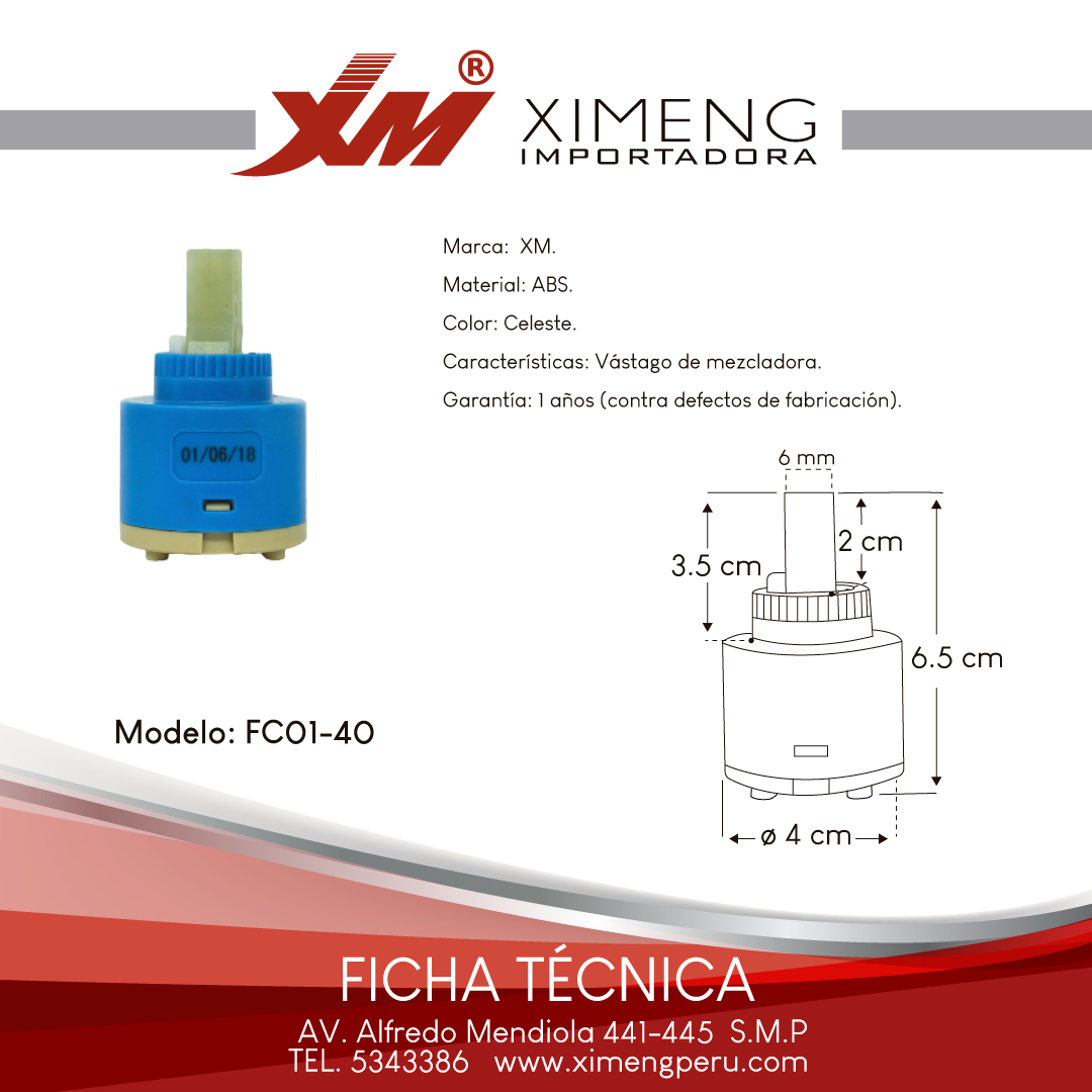 VÁSTAGO DE MEZCLADORA 40mm FC01-40