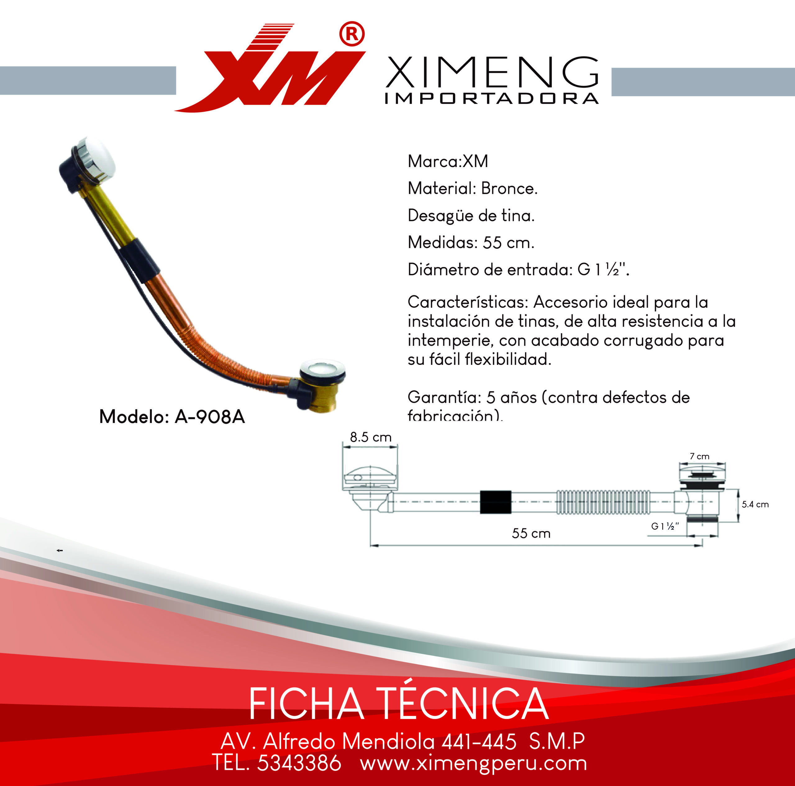 DESAGÜE DE BRONCE PARA TINA XM-908A